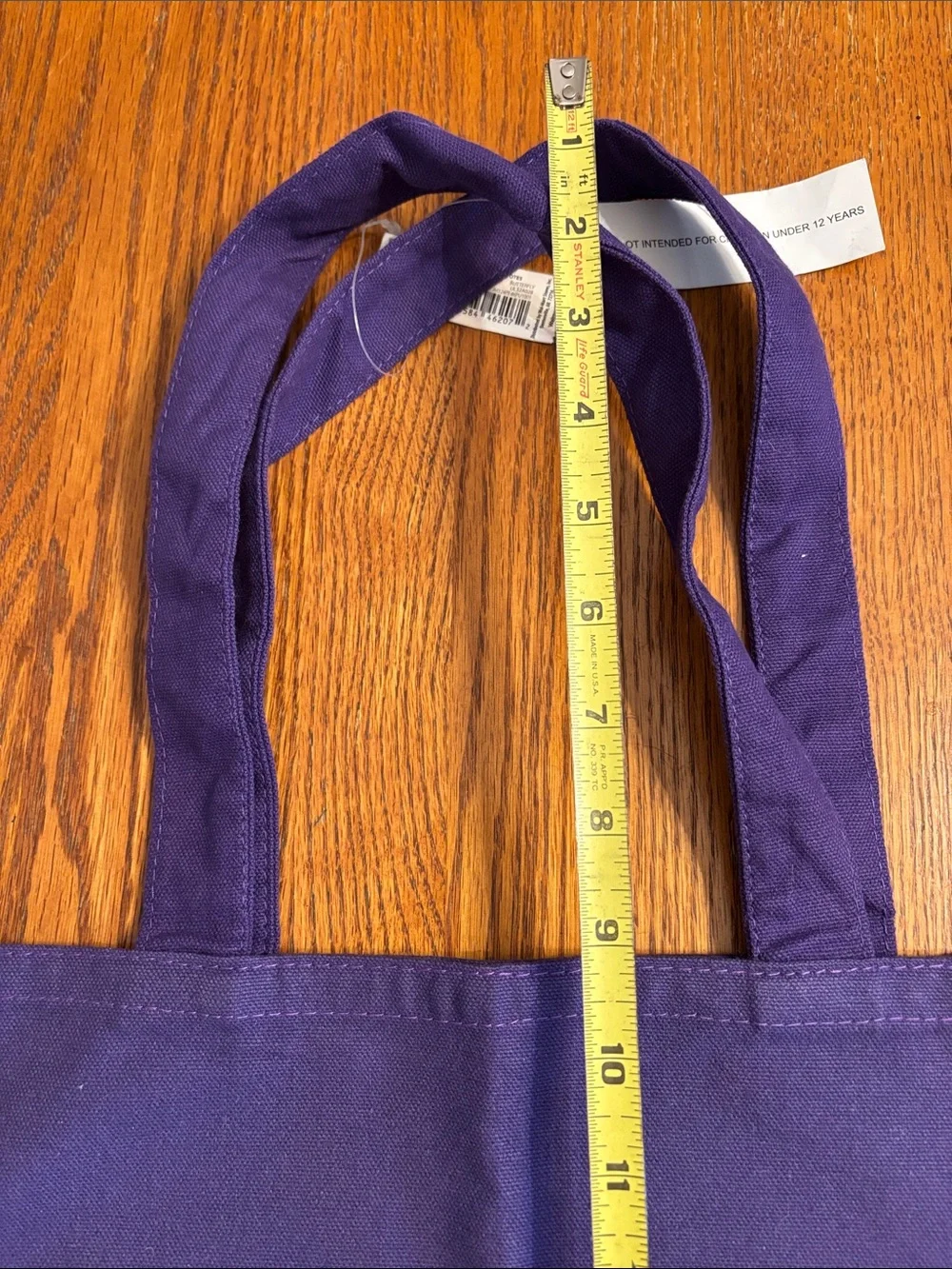 Kids Purple Butterfly Canvas Tote Bag NWT